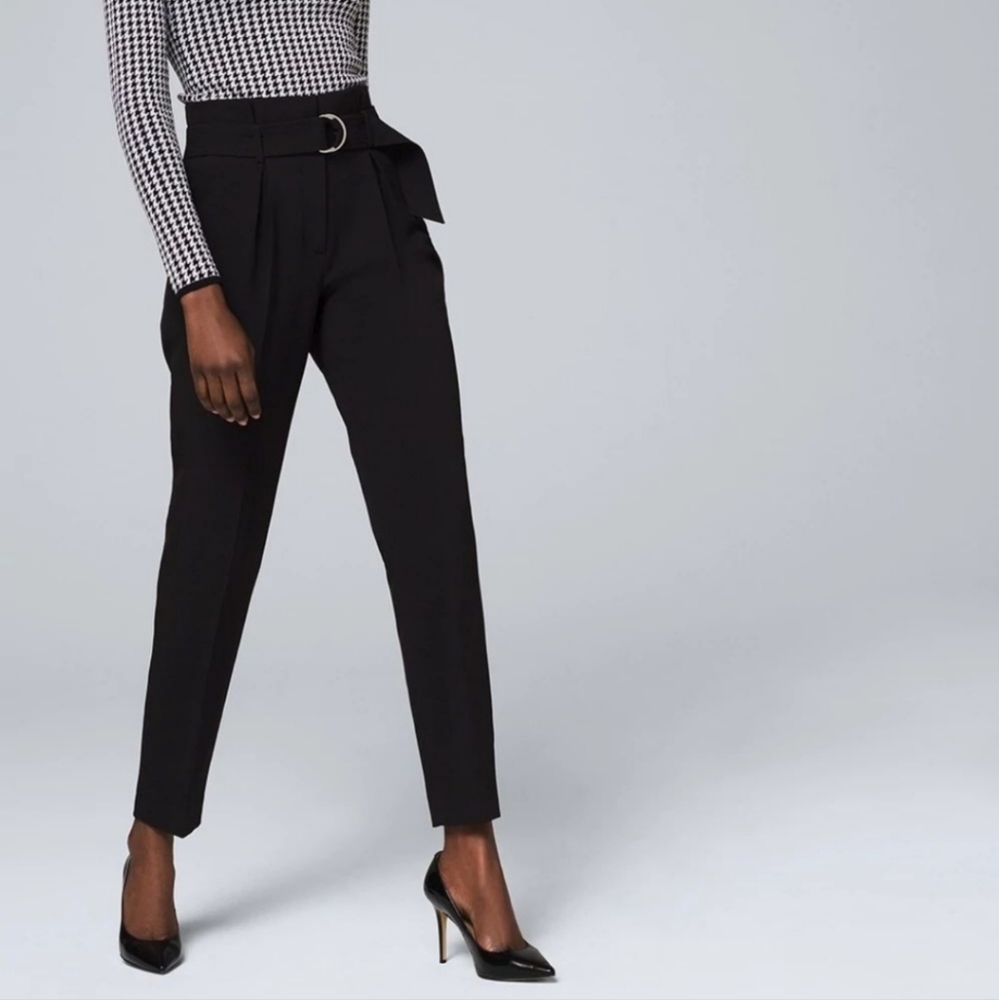 WHBM High Waist Tapered Ankle Trousers PaperBag Waist NWT